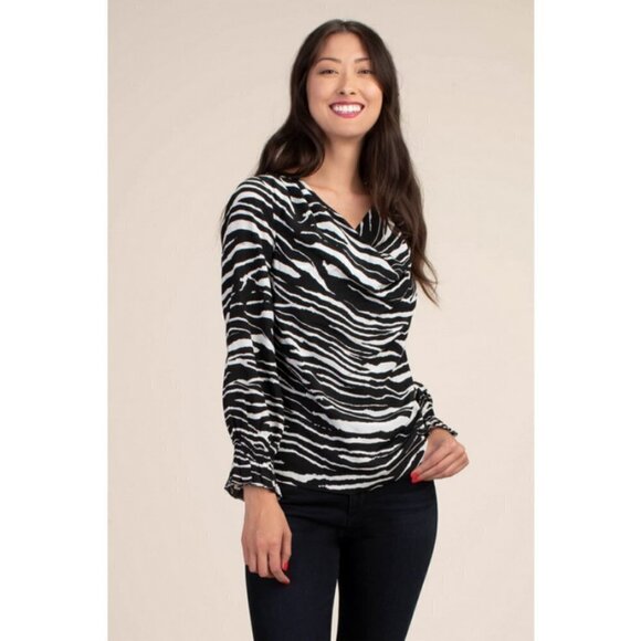 💕TRINA TURK💕 Kyoto Top ~ Print Large L NWT Blouse 100% Silk Crepe de Chine - Picture 2 of 14